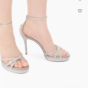 New Valentino Garavani 120mm Crystal Silver Stiletto Heels Sz 37